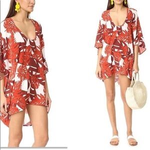 Mikoh | Kawela Bay Silk Caftan | Vintage Tahiti Lehua (Red/Brown/White) | Small